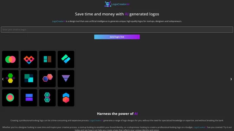 Homepage of LogoCreatorAI