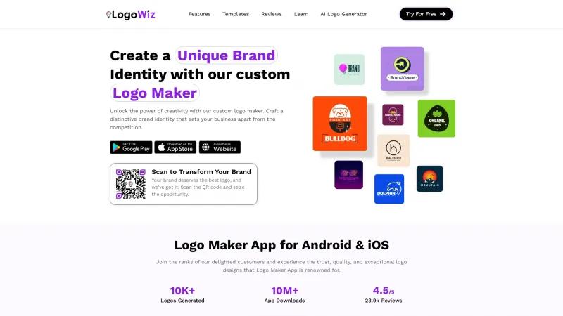 Homepage of LogoWiz