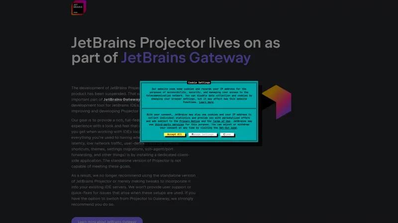 Homepage of JetBrains Projector