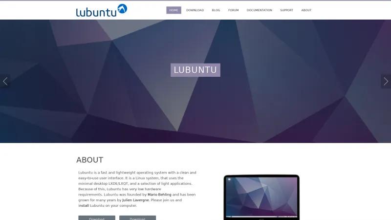 Homepage of Lubuntu