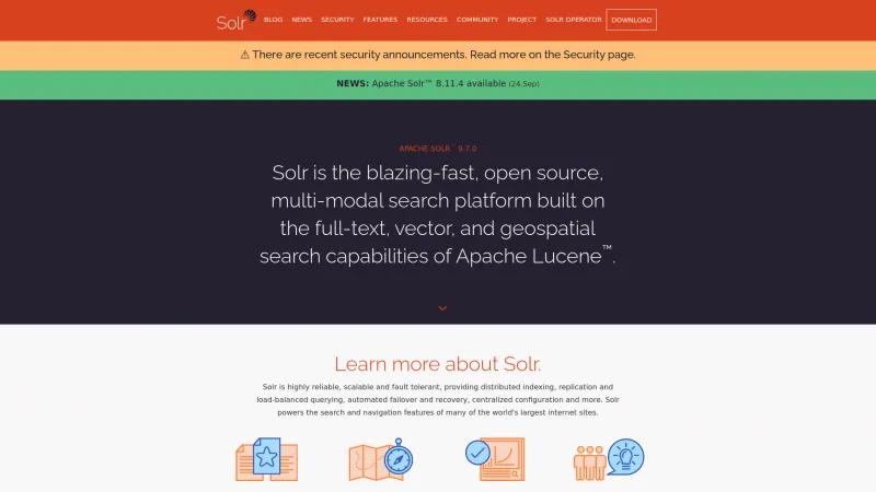 Homepage of Apache Solr