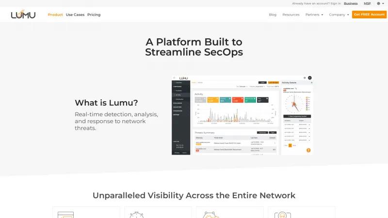 Homepage of Lumu