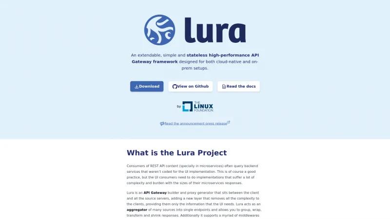 Homepage of Lura