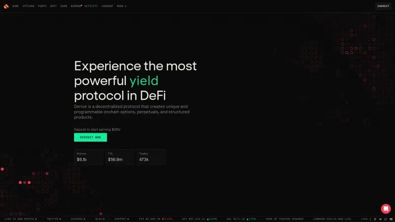 Homepage of Lyra Finance