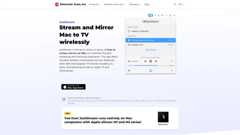 Homepage of JustStream