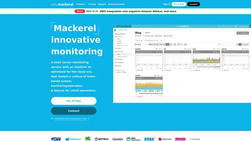 Homepage of Mackerel