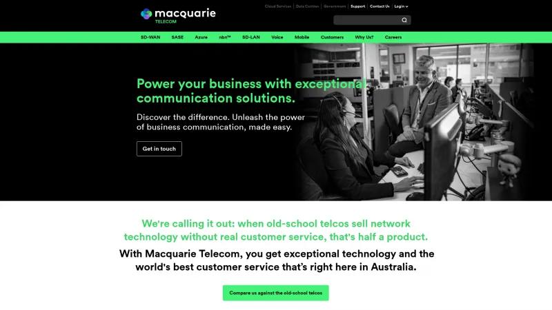 Homepage of Macquarie Telecom