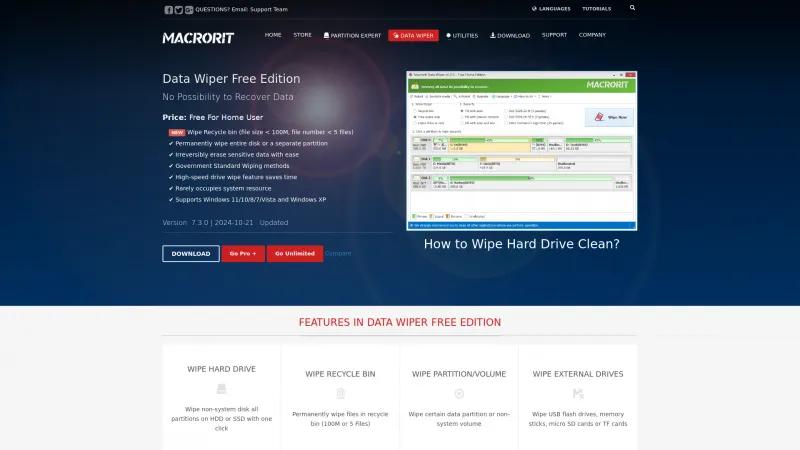 Homepage of Maacrorit Data Wiper