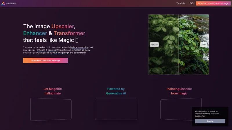 Homepage of Magnific AI