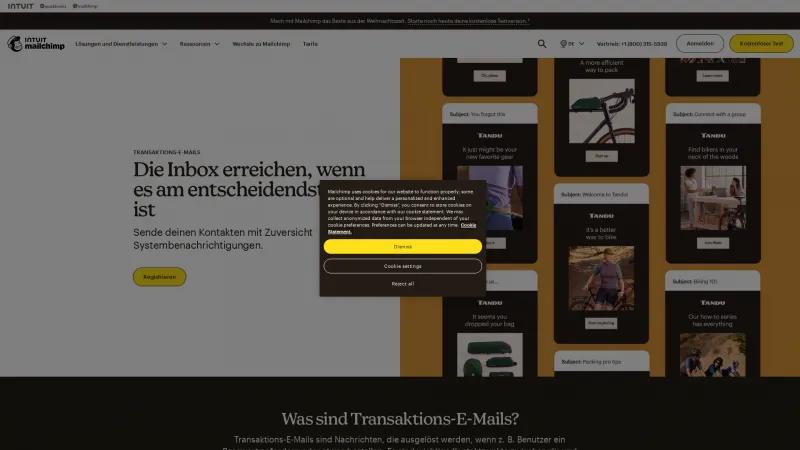 Homepage of Mailchimp Transactional Email (Mandrill)