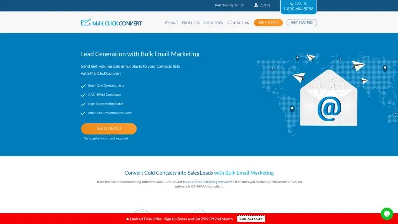 Homepage of MailClickConvert