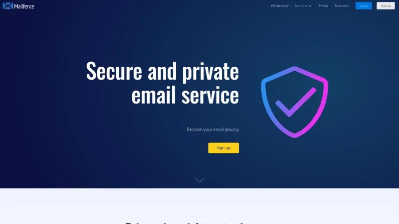 Homepage of Mailfence