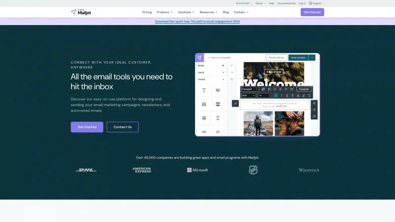 Homepage of Mailjet