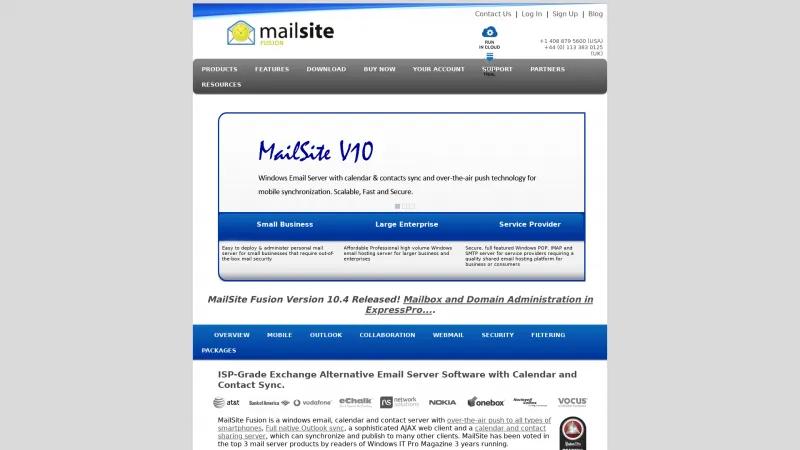 Homepage of MailSite Fusion