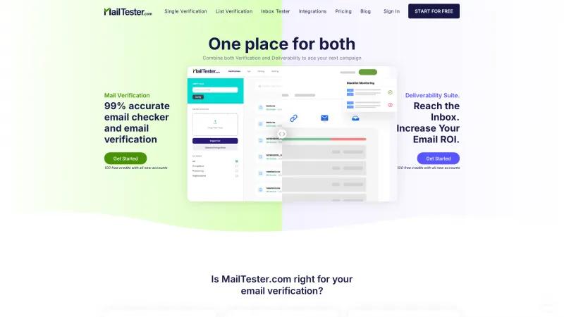 Homepage of MailTester