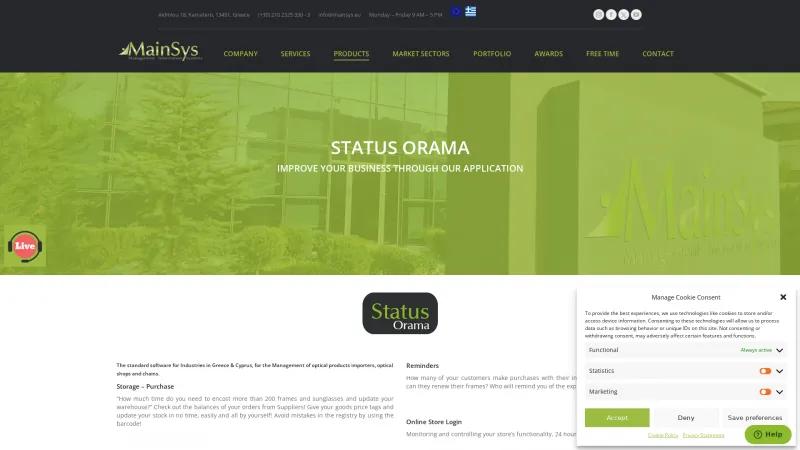 Homepage of Status Orama