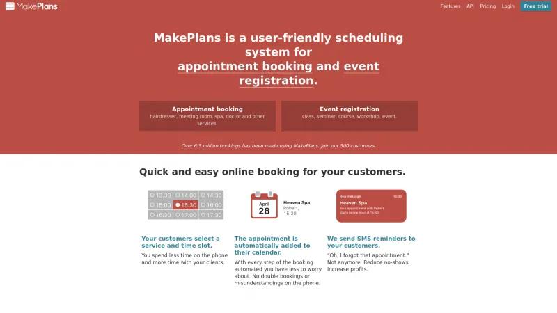 Homepage of MakePlans