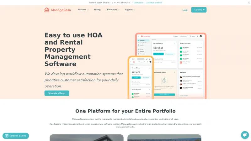 Homepage of ManageCasa