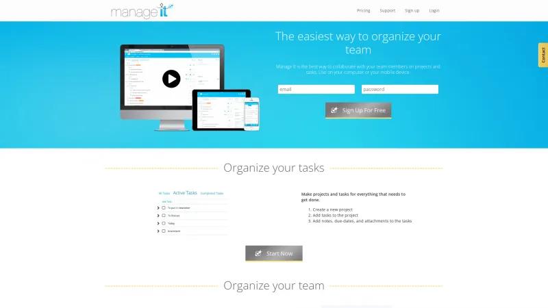 Homepage of Manage it