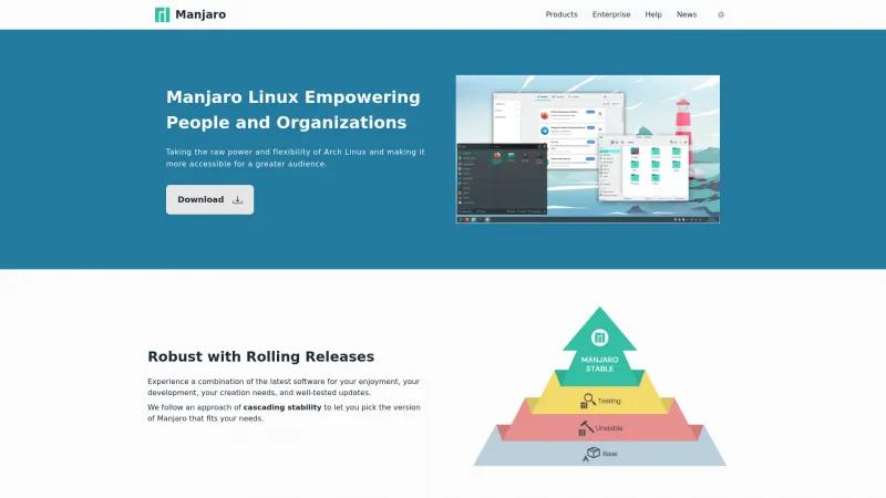 Homepage of Manjaro