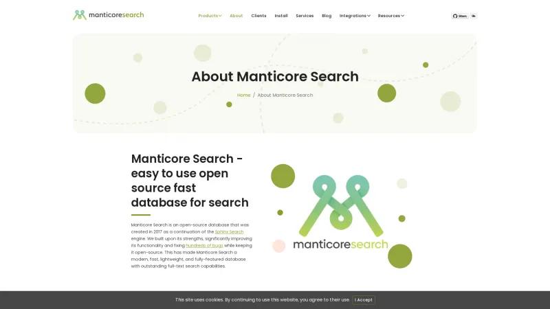 Homepage of Manticore Search