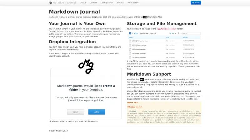 Homepage of Markdown Journal