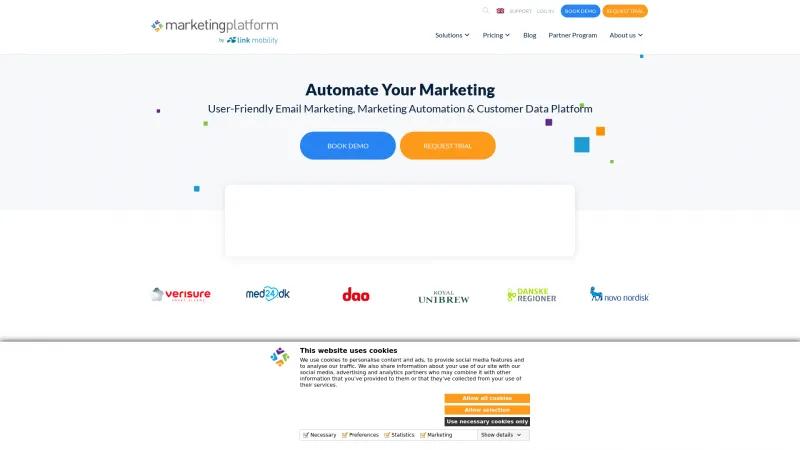 Homepage of MarketingPlatform