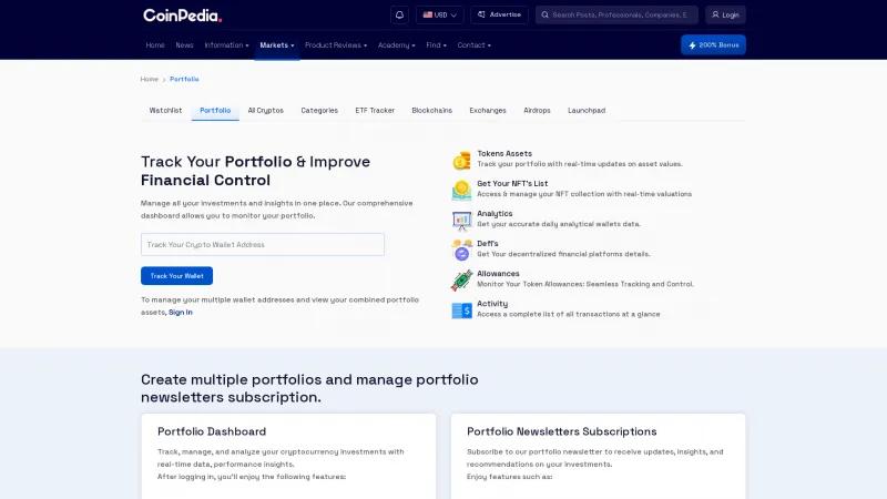 Homepage of Coinpedia