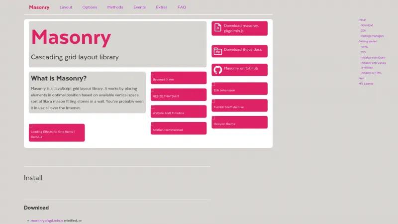 Homepage of Masonry