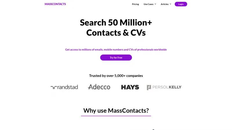 Homepage of MassContacts