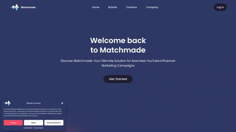 Homepage of Matchmade