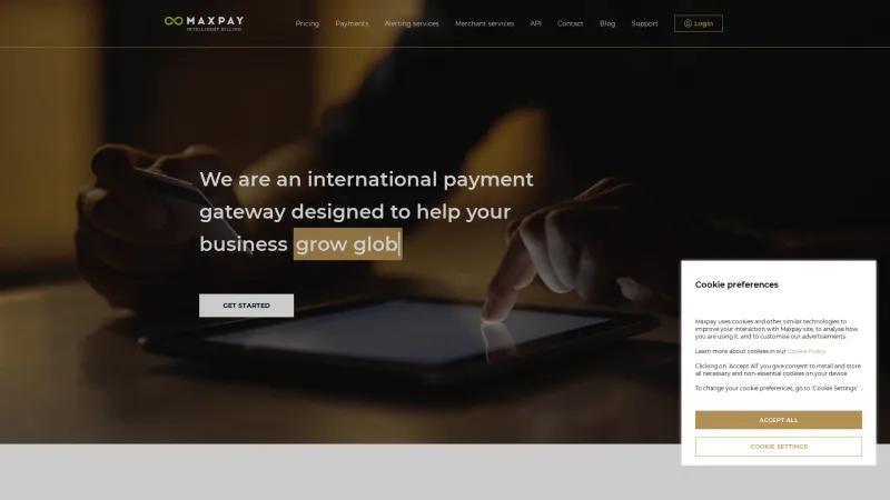 Homepage of Maxpay