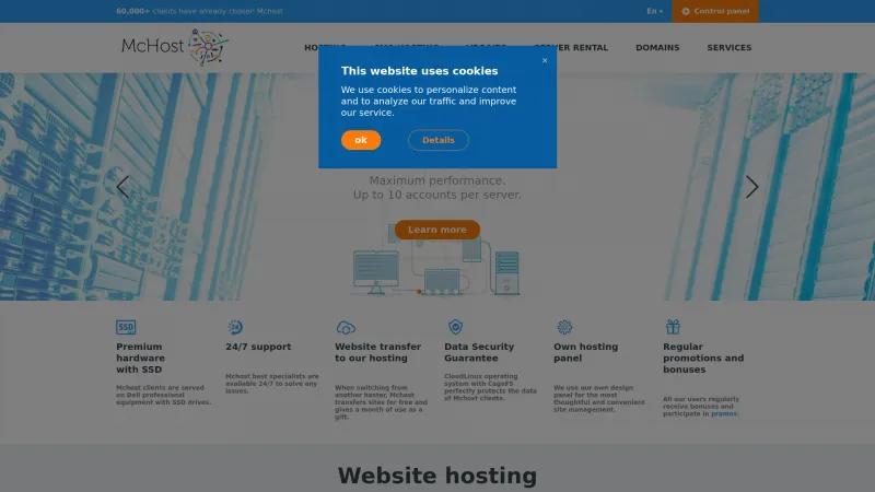 Homepage of Mchost