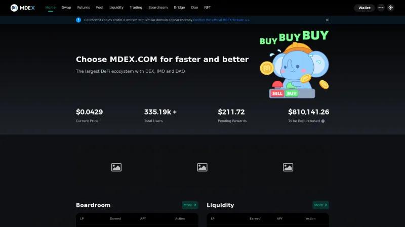 Homepage of MDEX