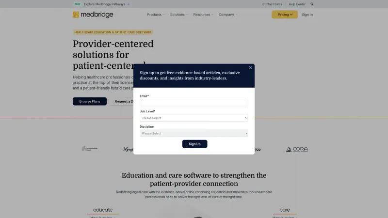 Homepage of MedBridge