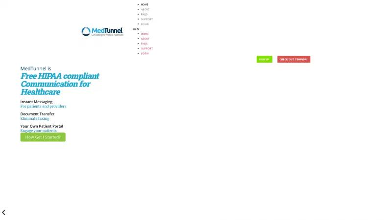 Homepage of MedTunnel