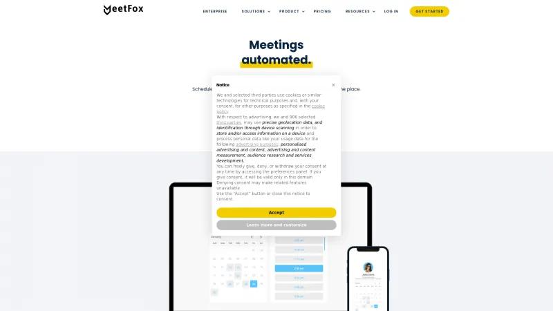 Homepage of MeetFox