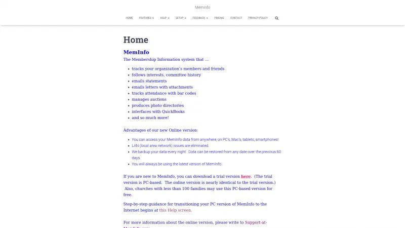 Homepage of MemInfo