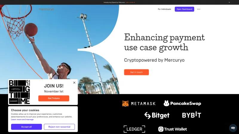 Homepage of Mercuryo