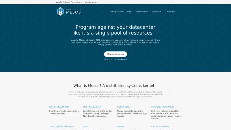 Homepage of Apache Mesos