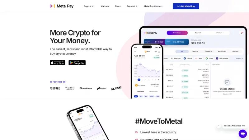 Homepage of Metal Pay