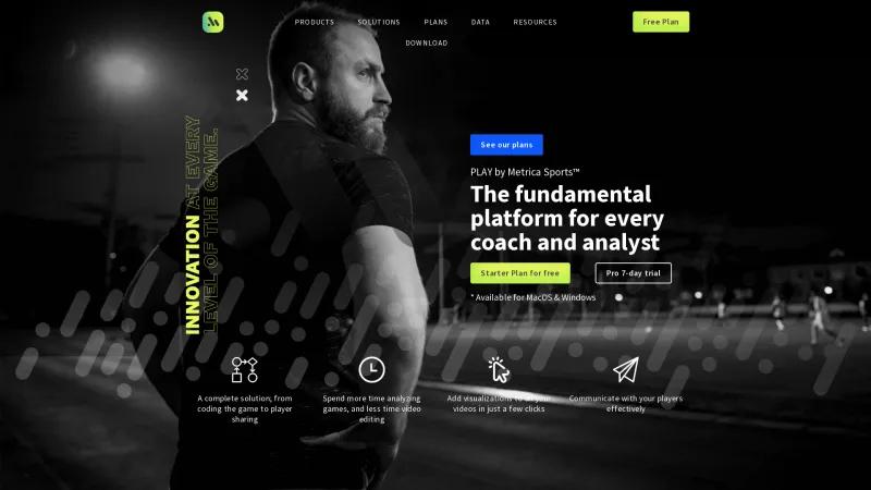 Homepage of Metrica Sports Play