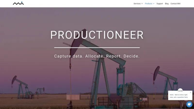 Homepage of Productioneer