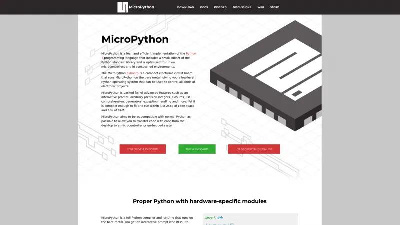 Homepage of MicroPython