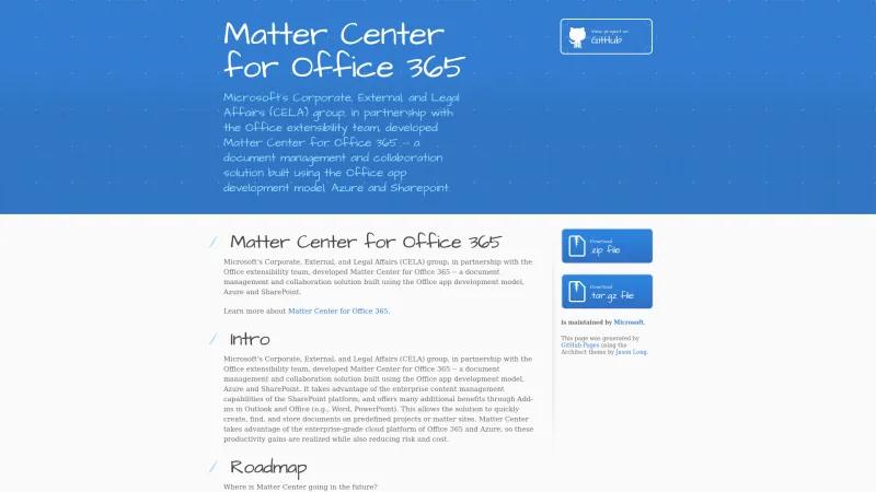 Homepage of Matter Center for Office 365