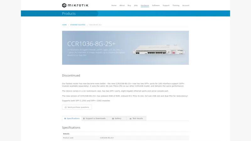 Homepage of CCR1036-8G-2S+