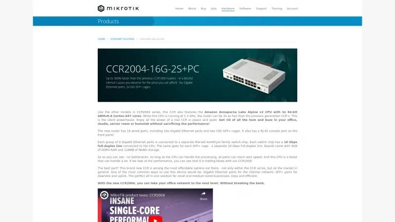 Homepage of CCR2004-16G-2S+PC