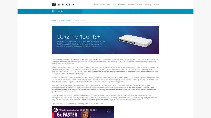 Homepage of CCR2116-12G-4S+