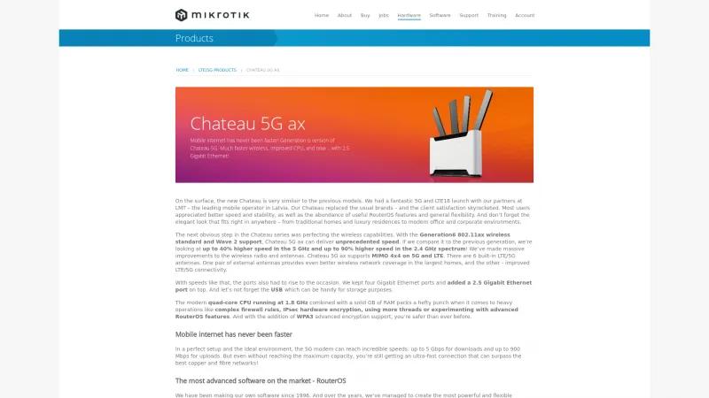 Homepage of Chateau 5G ax