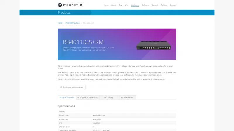 Homepage of RB4011iGS+RM